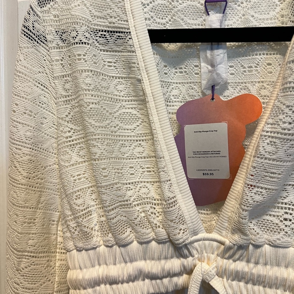 NWT Yitty Knit Slip Plunge Crop Top